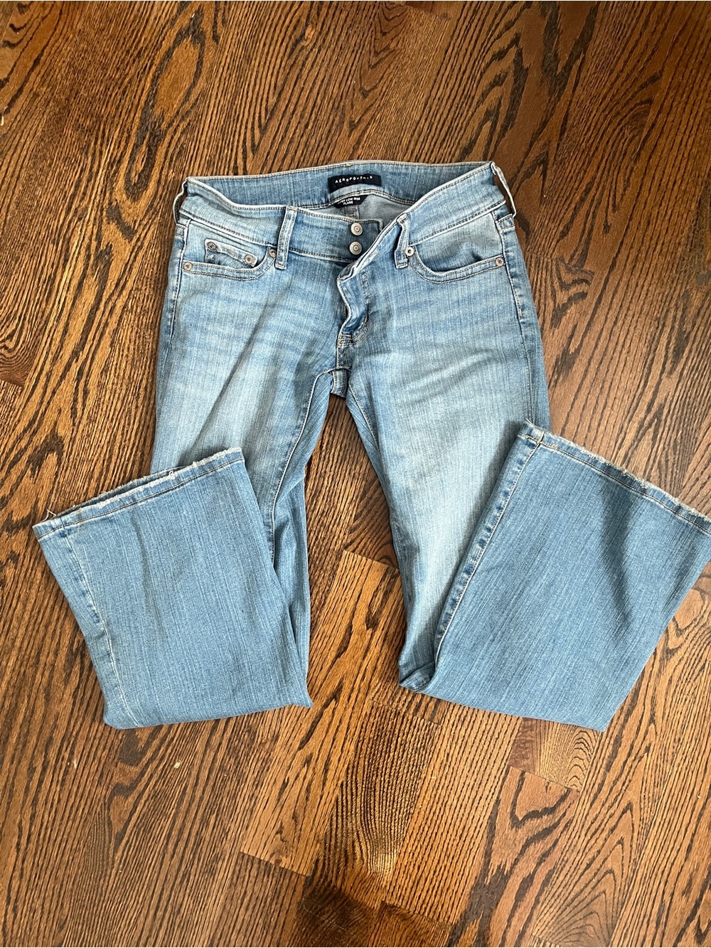 Super Low Rise Flare Jeans w/ Button Pockets